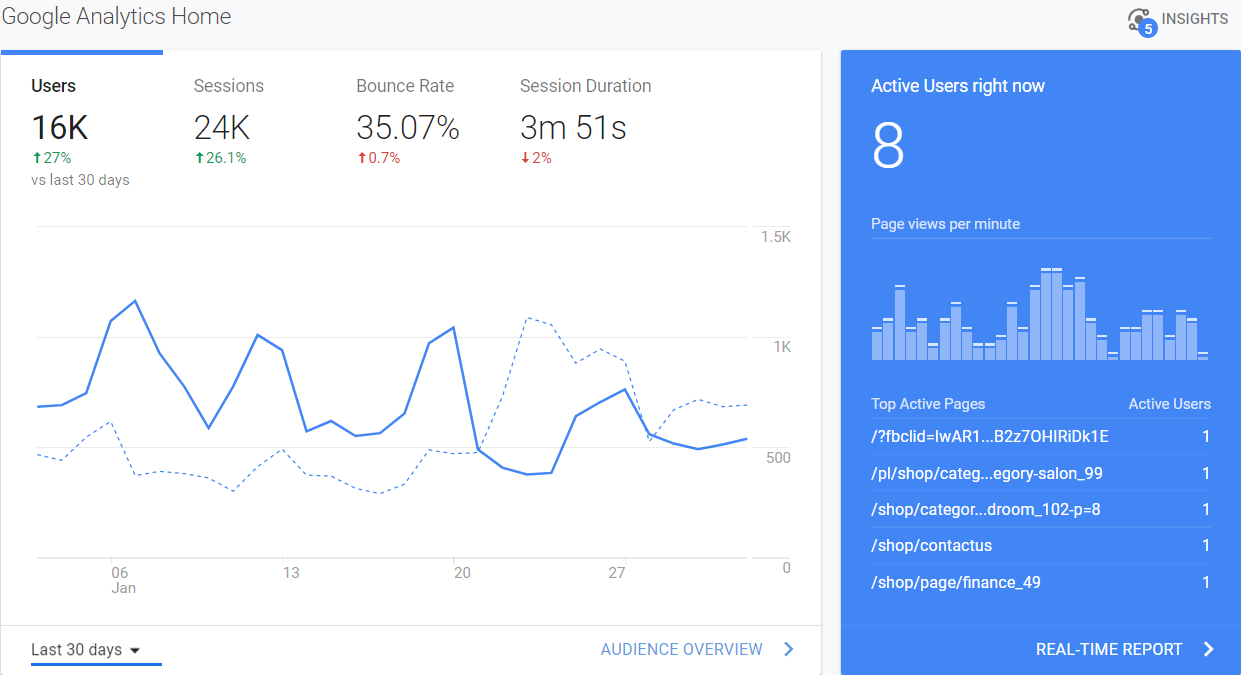 statystyki marketing sklep internetowy - Google Analytics
