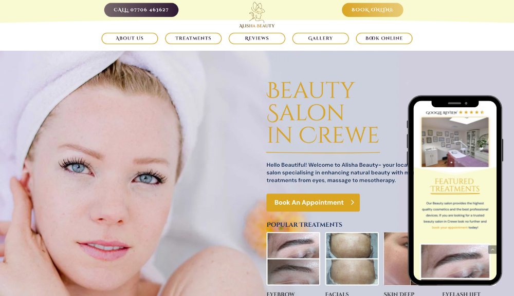 Strona Internetowa i Reklama dla Salonu Kosmetycznego w UK